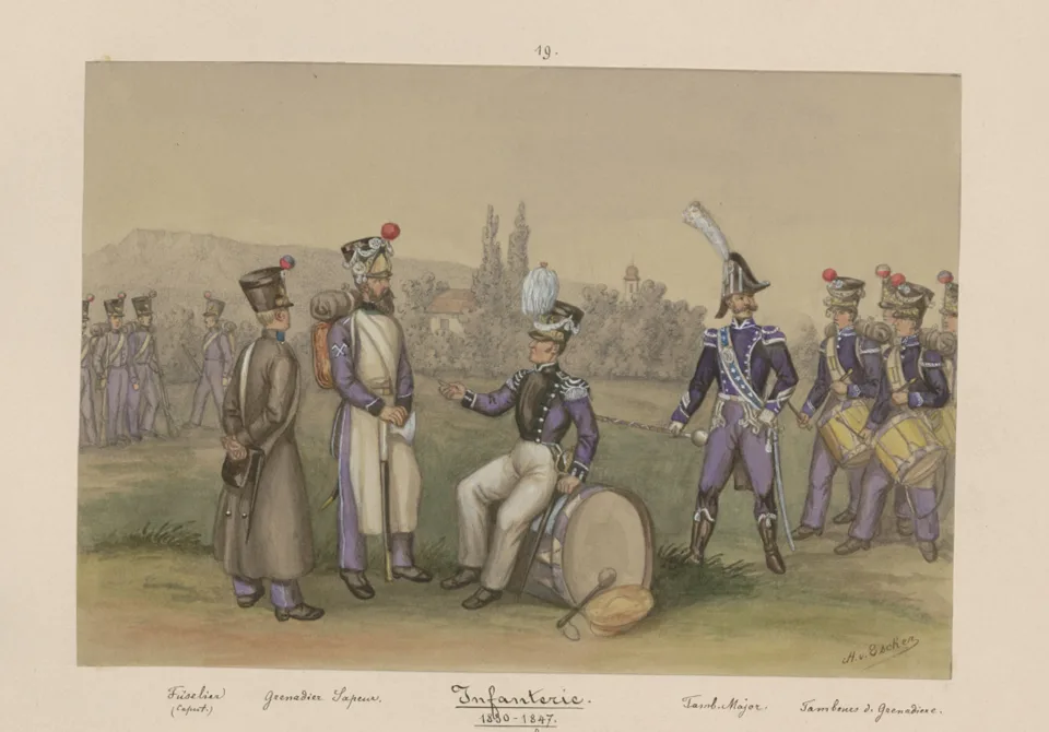 Ein weiteres Bild aus der Reihe Zürcher Infanterie 1830 bis 1847: Das Spiel marschiert auf.